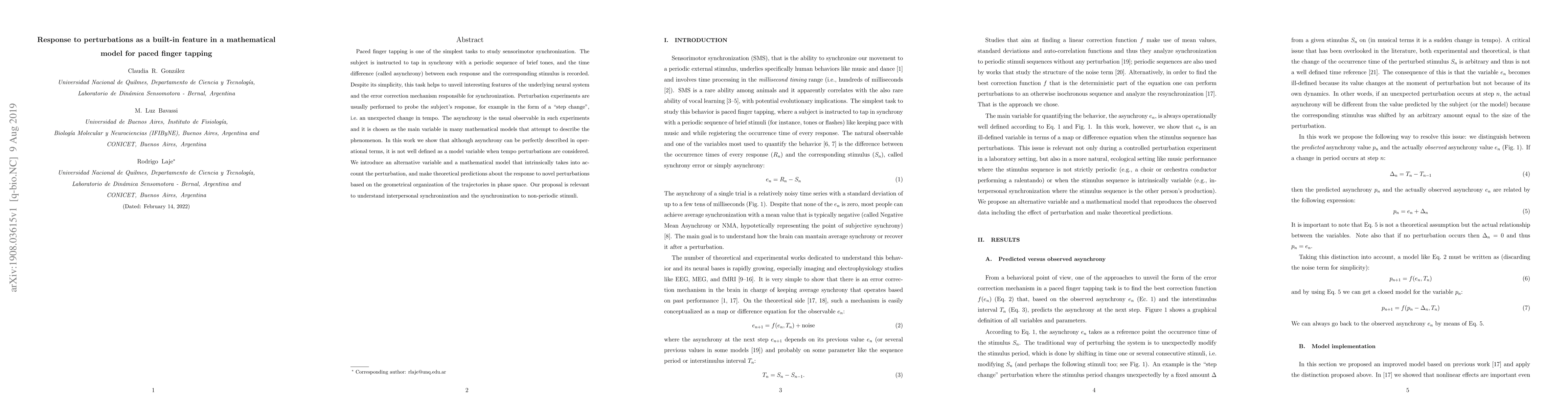Thumbnail for Response to perturbations as a built-in feature in a mathematical model
  for paced finger tapping