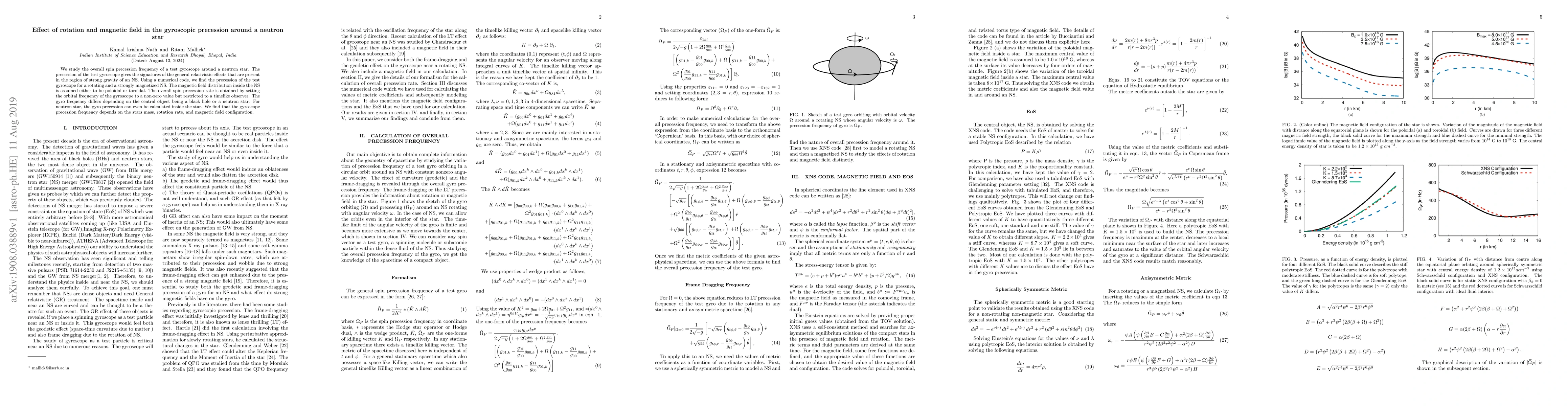 Thumbnail for Effect of rotation and magnetic field in the gyroscopic precession
  around a neutron star