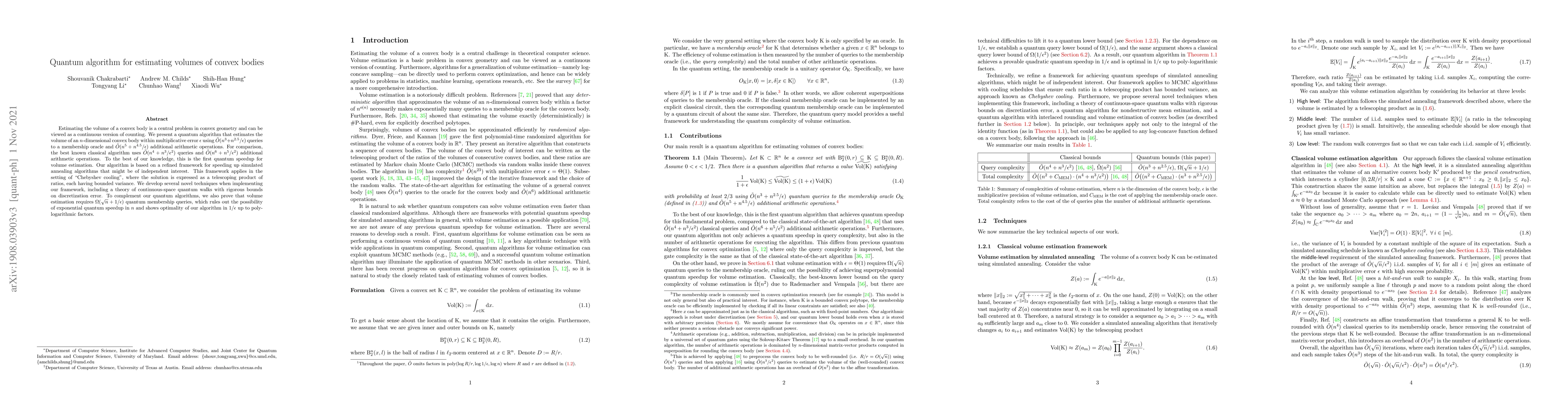 Thumbnail for Quantum algorithm for estimating volumes of convex bodies