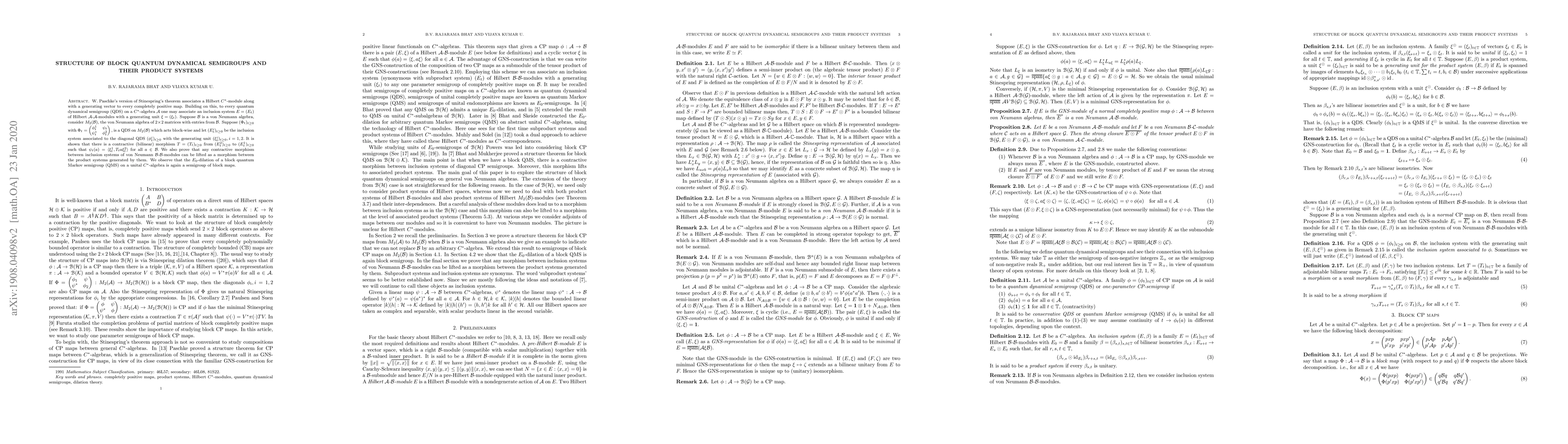 Thumbnail for Structure of block quantum dynamical semigroups and their product
  systems