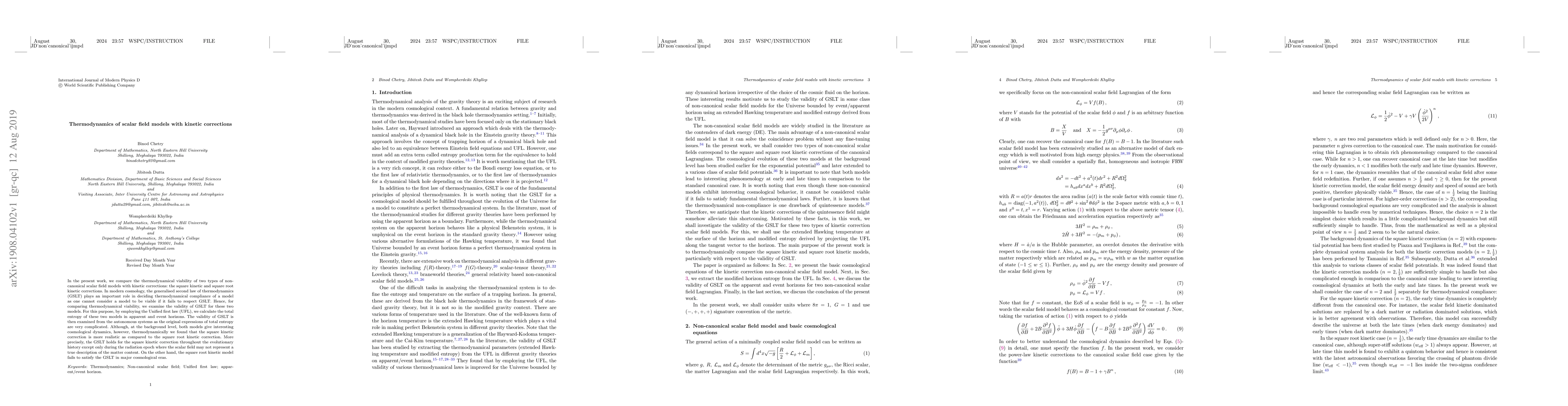 Thumbnail for Thermodynamics of scalar field models with kinetic corrections