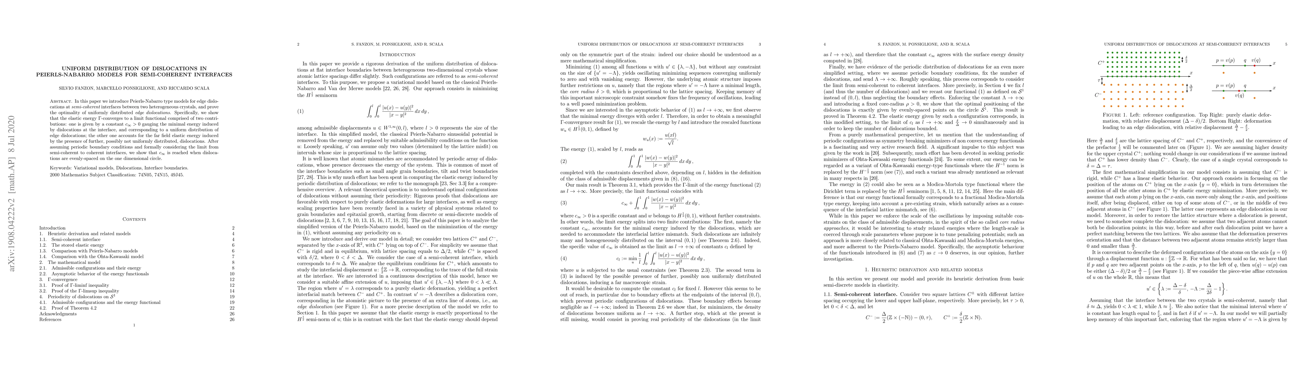 Thumbnail for Uniform distribution of dislocations in Peierls-Nabarro models for
  semi-coherent interfaces