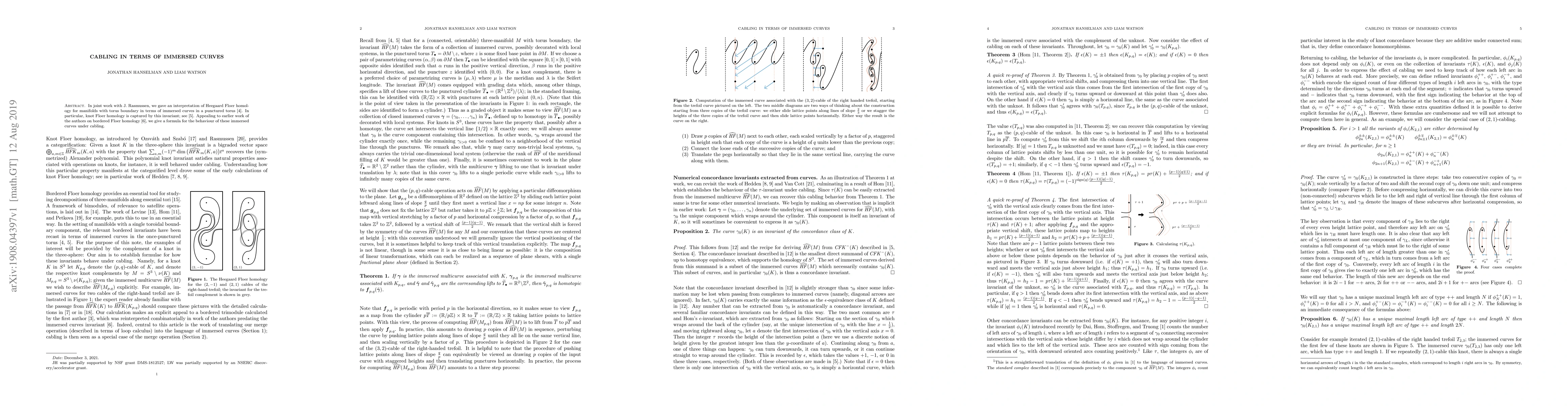 Thumbnail for Cabling in terms of immersed curves