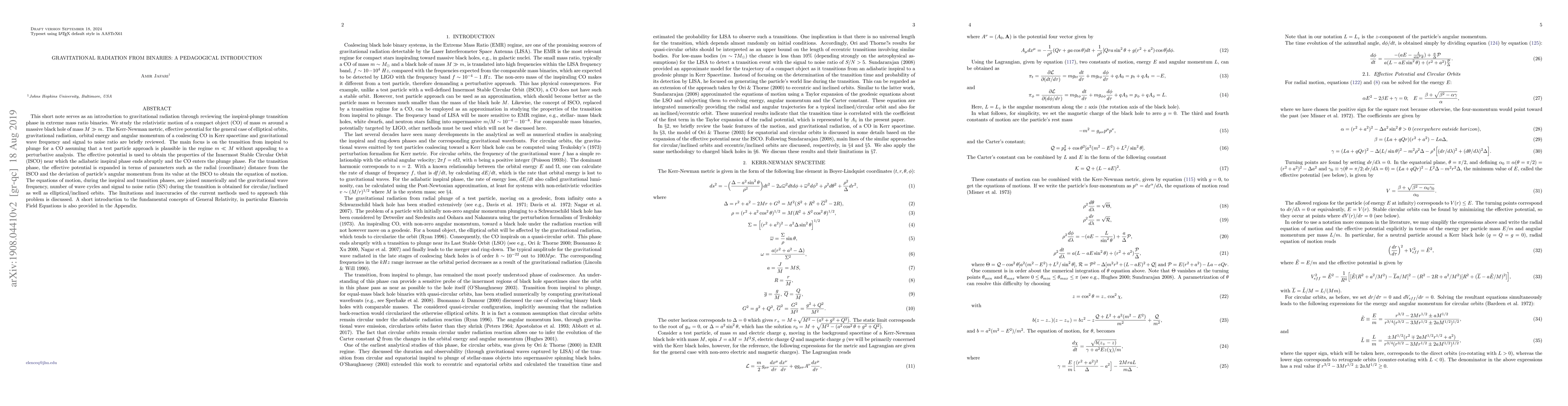 Thumbnail for Gravitational Radiation from Binaries: A Pedagogical Introduction