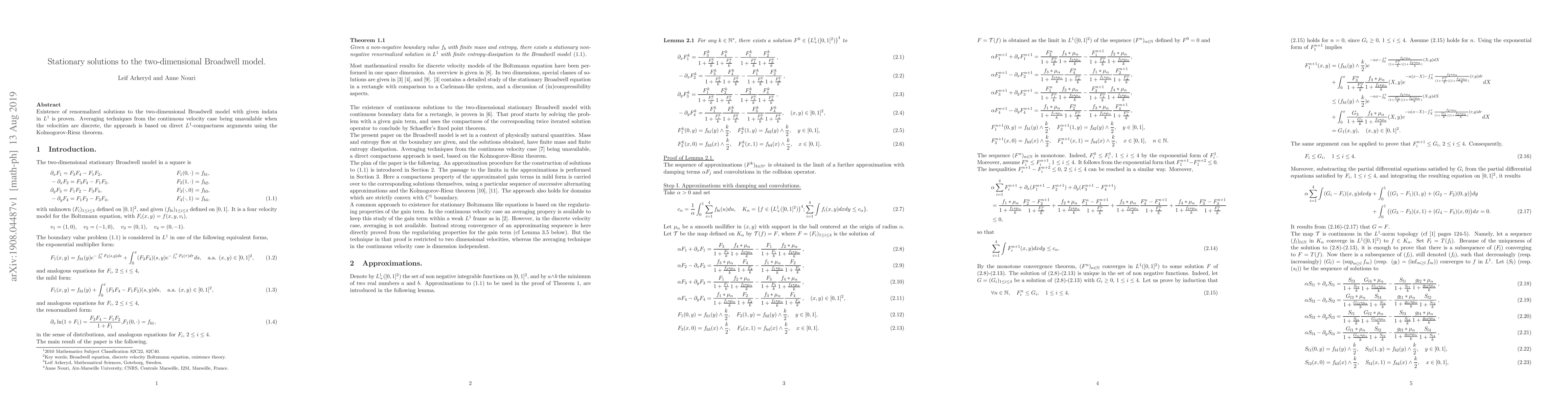 Thumbnail for Stationary solutions to the two-dimensional Broadwell model