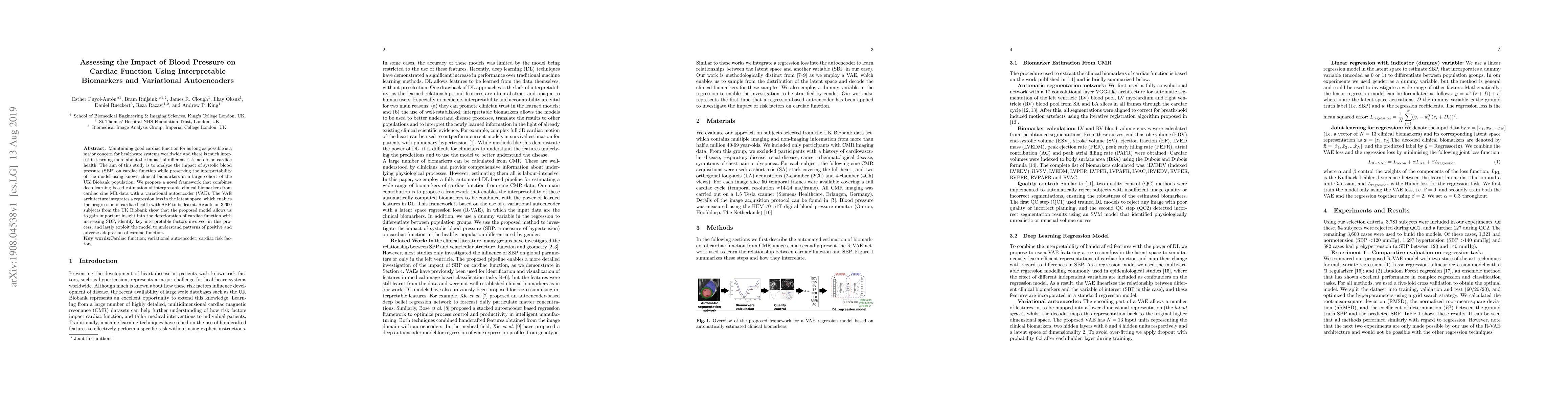 Thumbnail for Assessing the Impact of Blood Pressure on Cardiac Function Using
  Interpretable Biomarkers and Variational Autoencoders