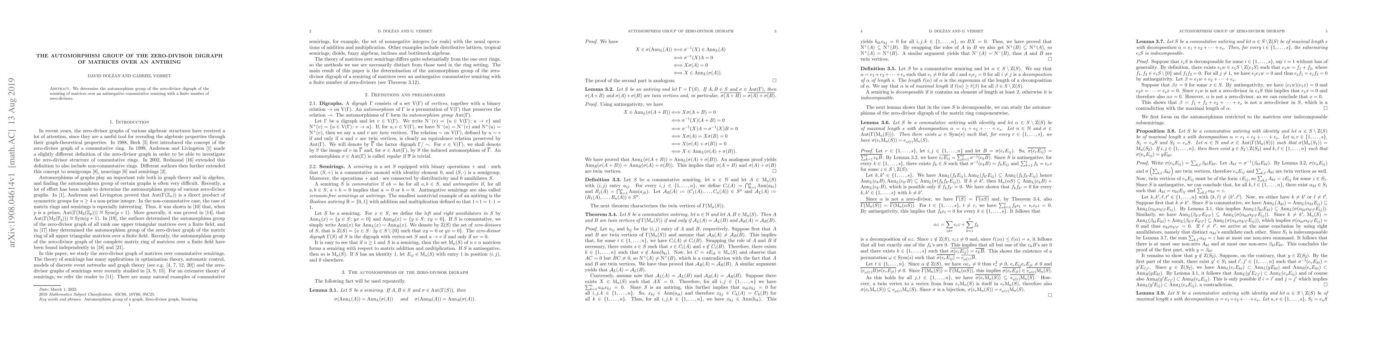 Thumbnail for The automorphism group of the zero-divisor digraph of matrices over an
  antiring