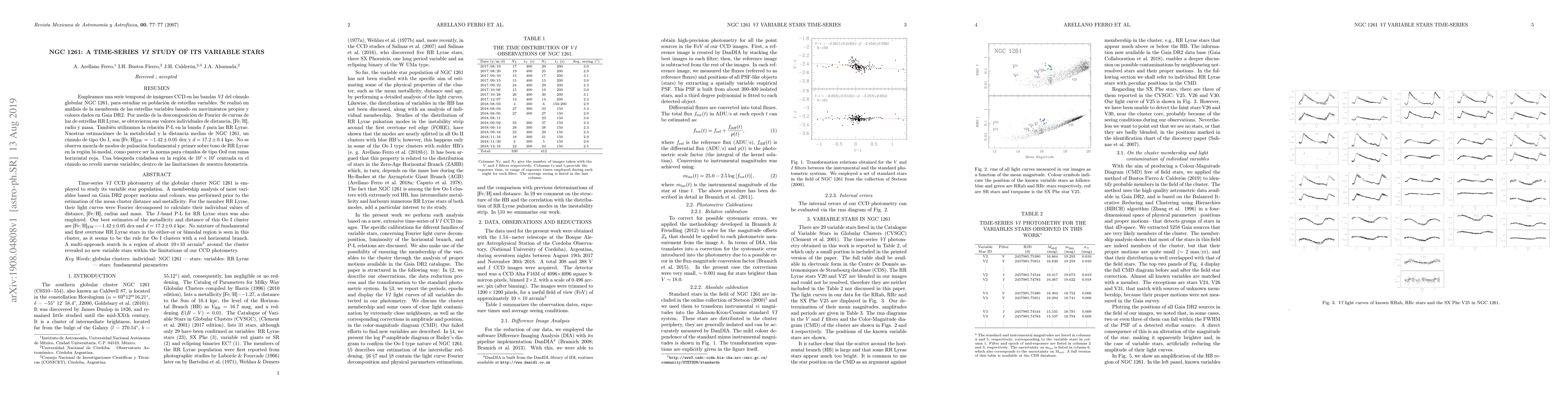 Thumbnail for NGC 1261: A time-series \emph{VI} study of its variable stars