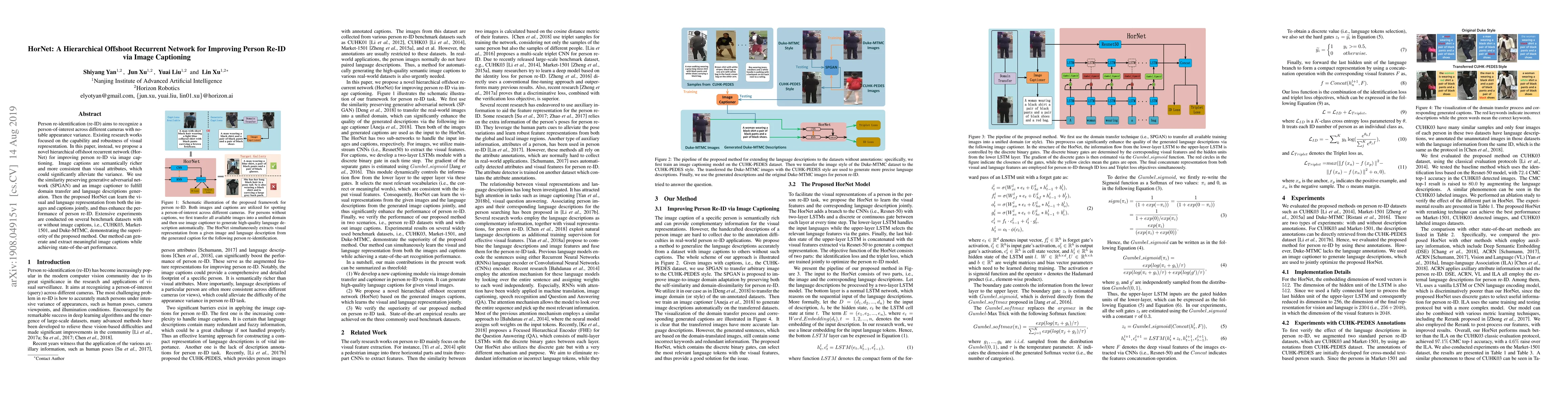 Thumbnail for HorNet: A Hierarchical Offshoot Recurrent Network for Improving Person
  Re-ID via Image Captioning