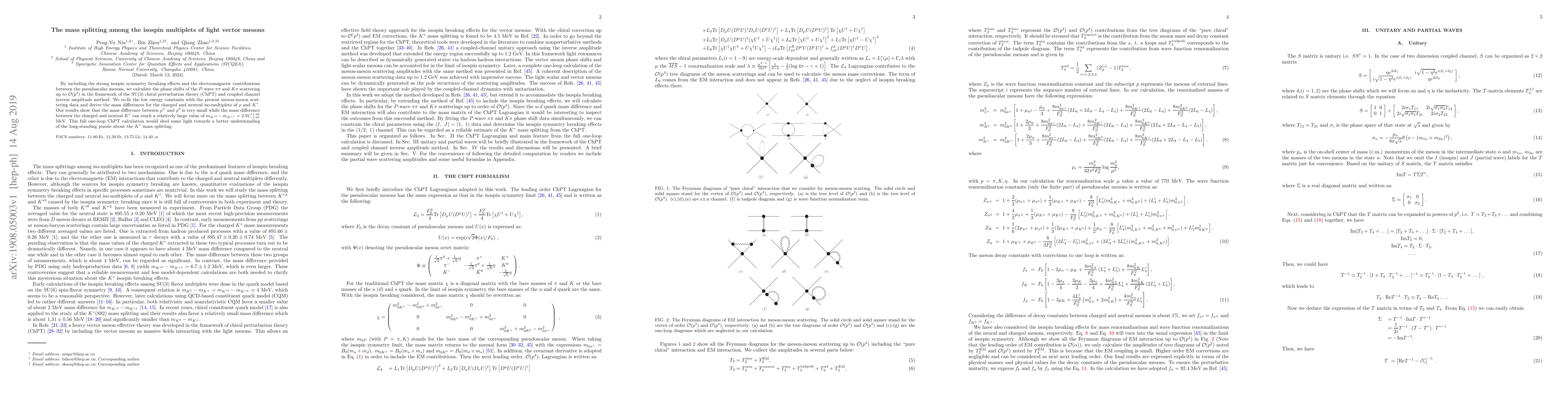 Thumbnail for The mass splitting among the isospin multiplets of light vector mesons