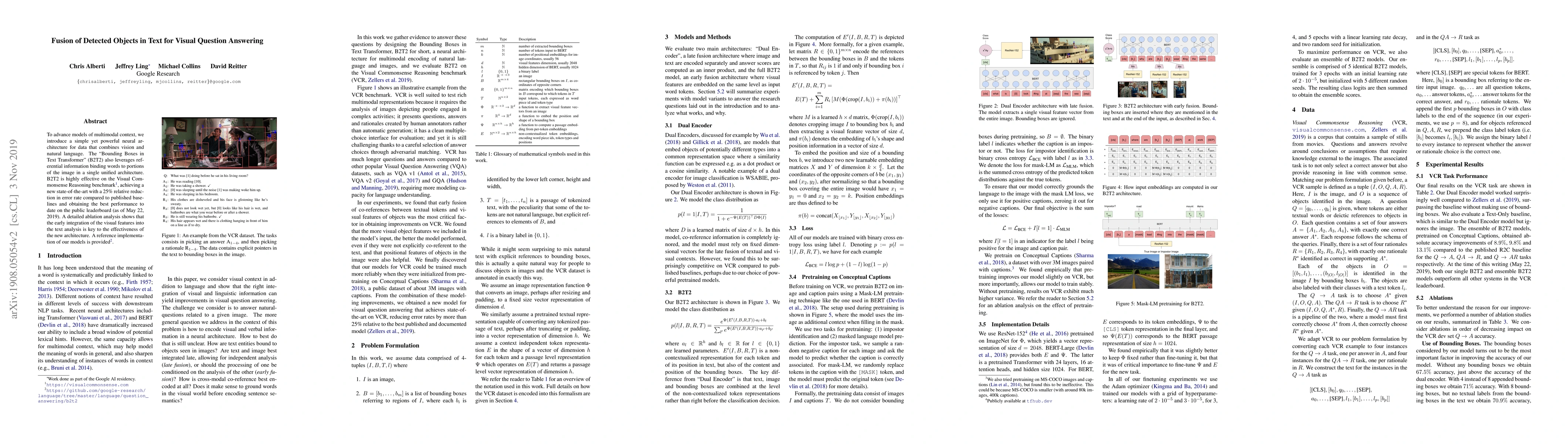 Thumbnail for Fusion of Detected Objects in Text for Visual Question Answering