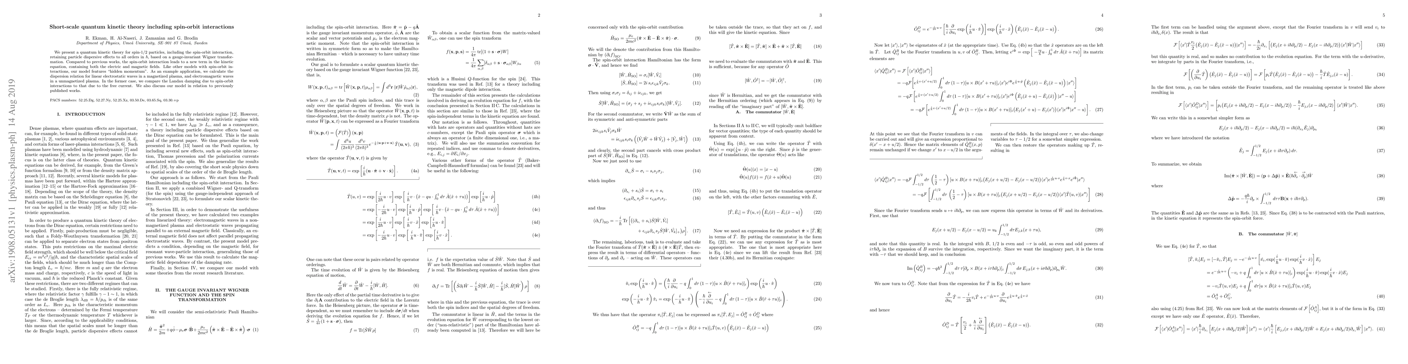 Thumbnail for Short-scale quantum kinetic theory including spin-orbit interactions