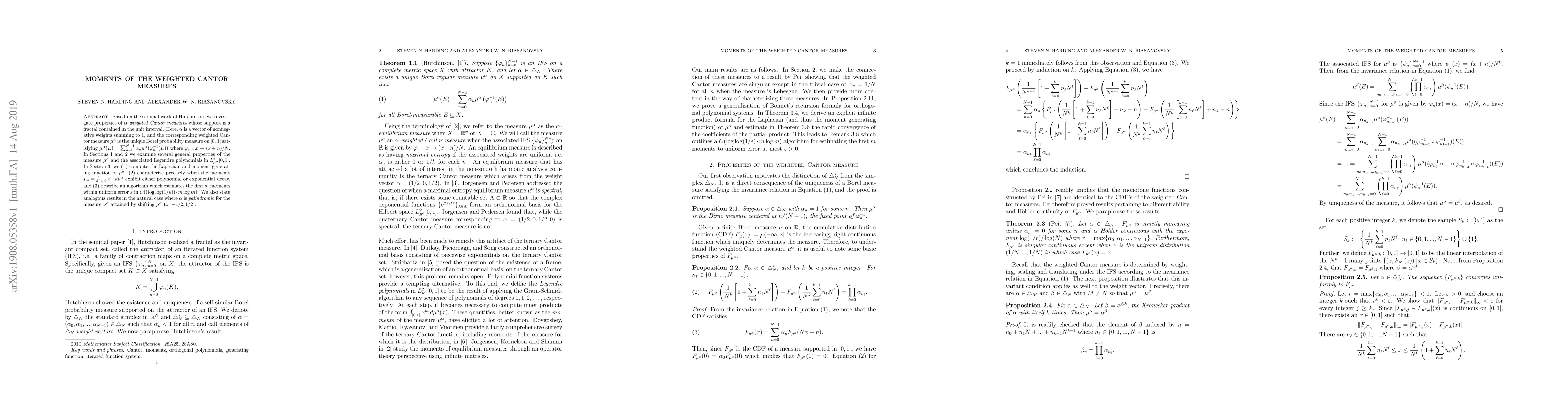 Thumbnail for Moments of the weighted Cantor measures