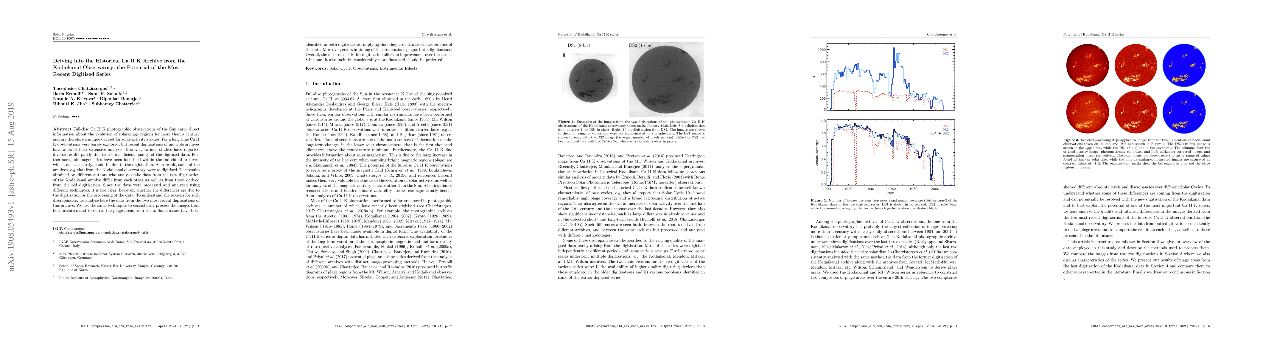 Thumbnail for Delving into the Historical Ca II K Archive from the Kodaikanal
  Observatory: the Potential of the Most Recent Digitised Series