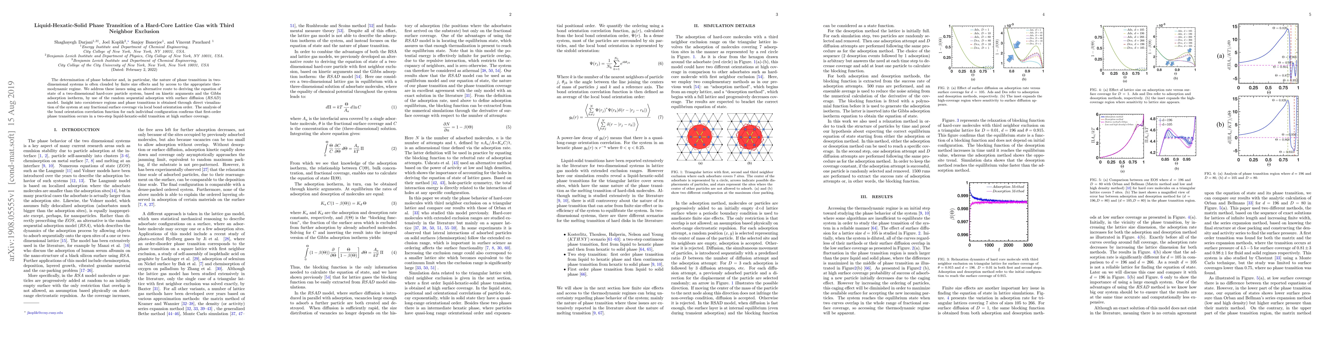 Thumbnail for Liquid-Hextic-Solid Phase Transition of a Hard-Core Lattice Gas with
  Third Neighbor Exclusion