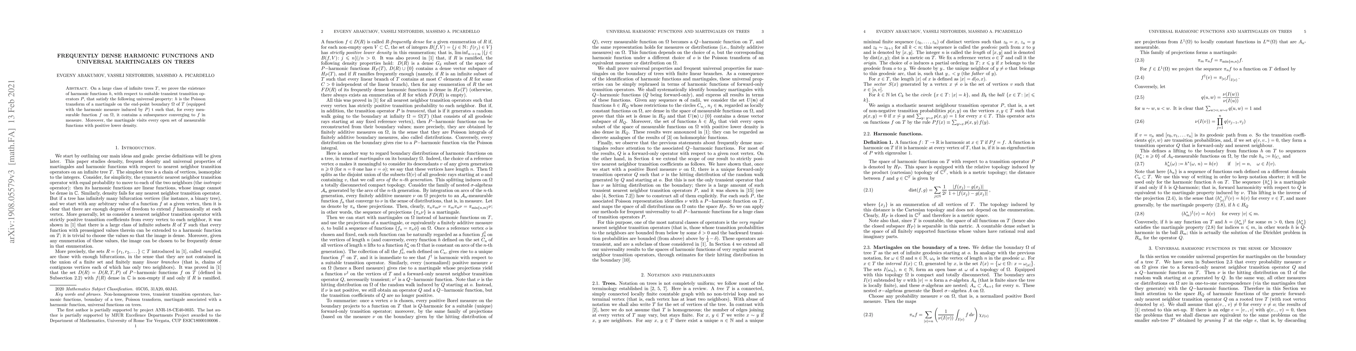 Thumbnail for Frequently dense harmonic functions and universal martingales on trees
