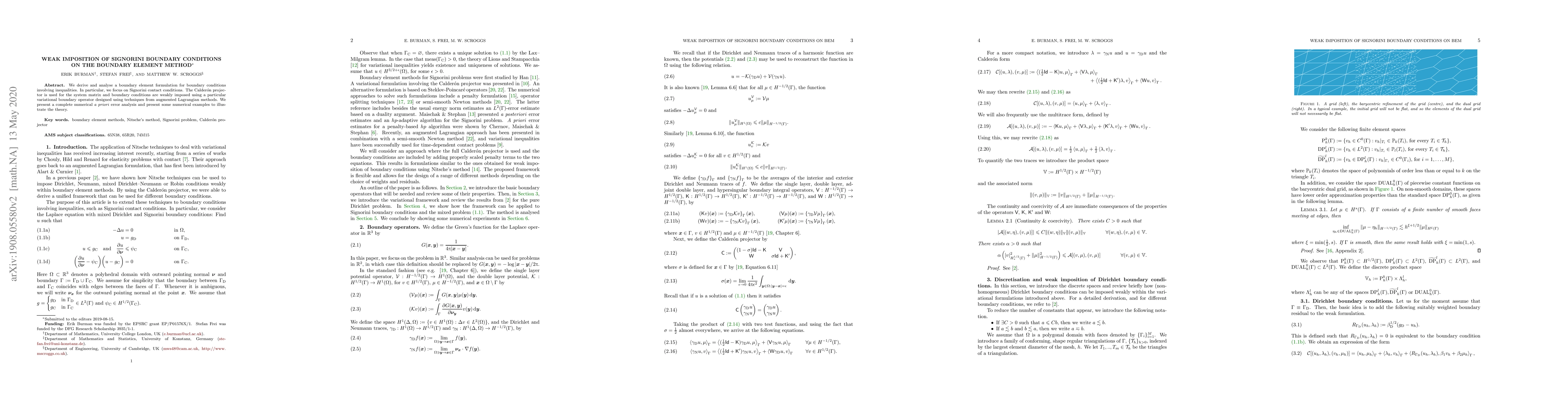 Thumbnail for Weak imposition of Signorini boundary conditions on the boundary element
  method