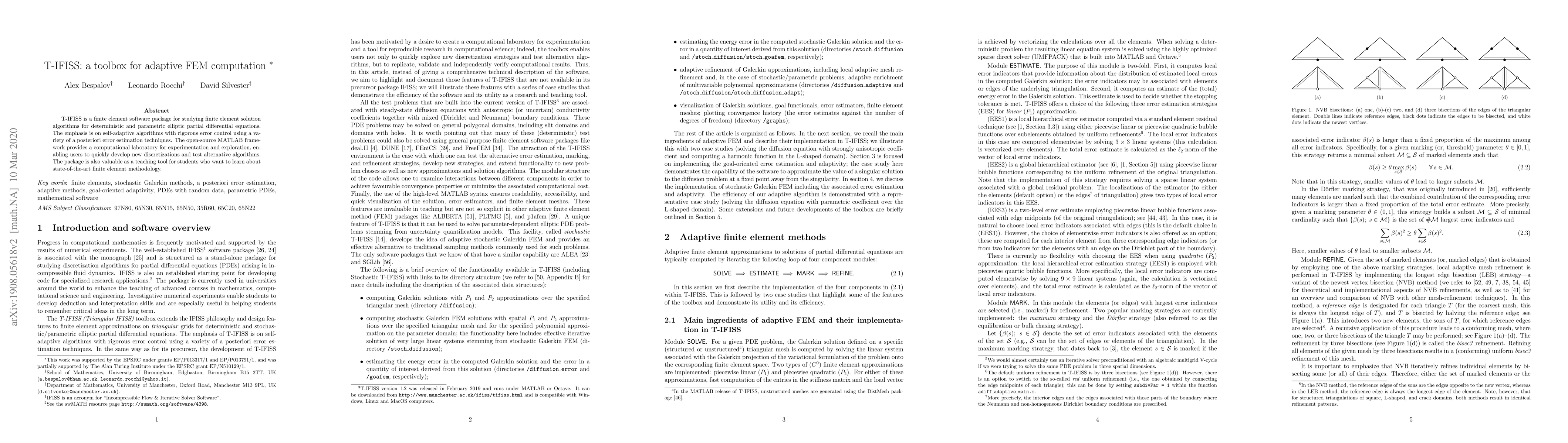 Thumbnail for T-IFISS: a toolbox for adaptive FEM computation