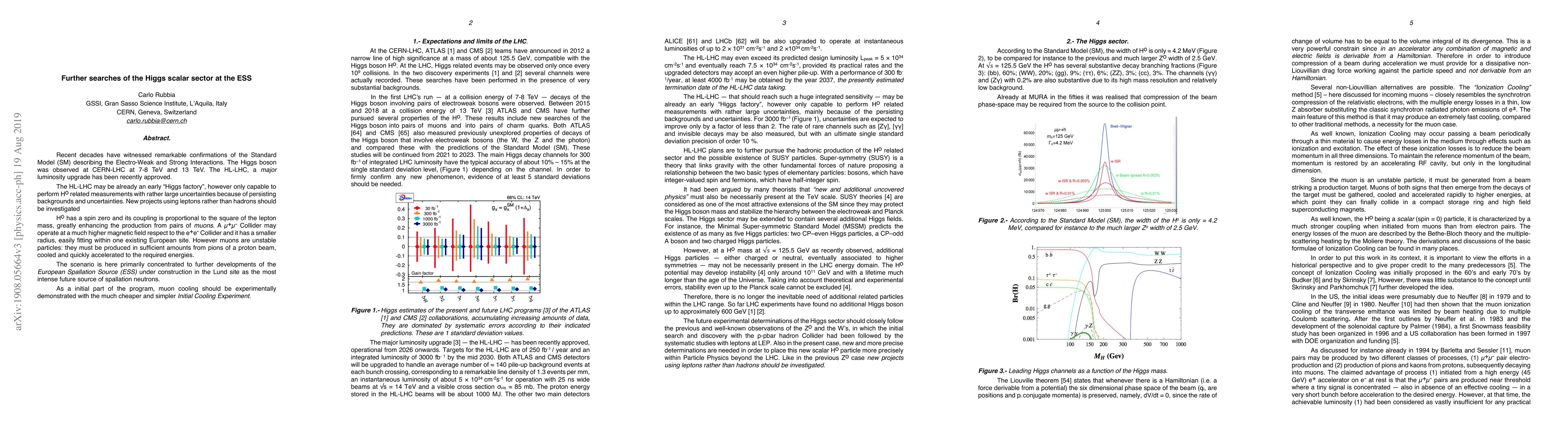 Thumbnail for Further searches of the Higgs scalar sector at the ESS