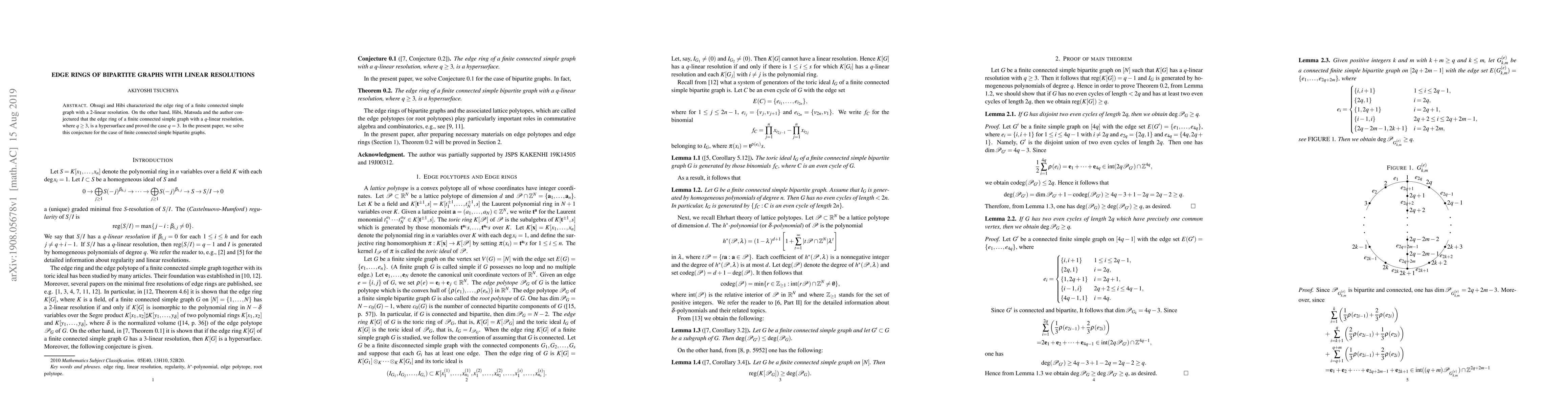 Thumbnail for Edge rings of bipartite graphs with linear resolutions