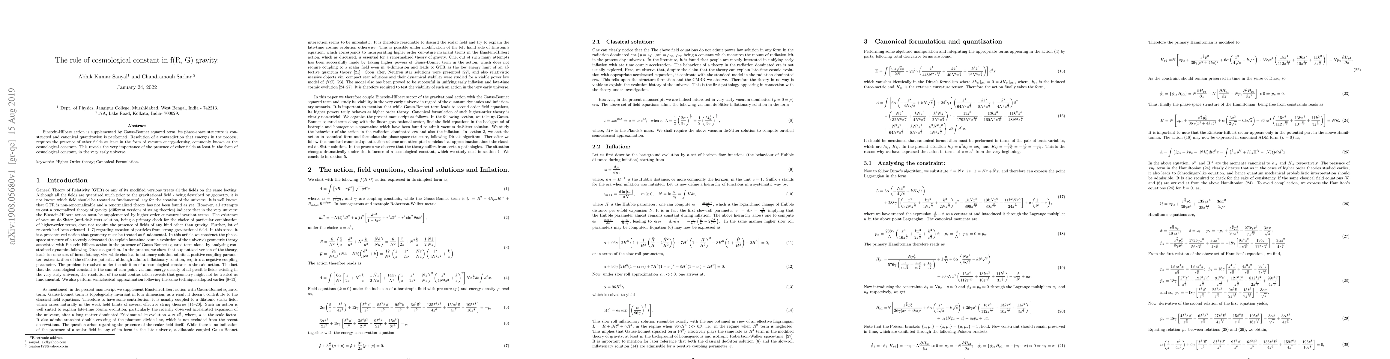 Thumbnail for The role of cosmological constant in f(R, G) gravity