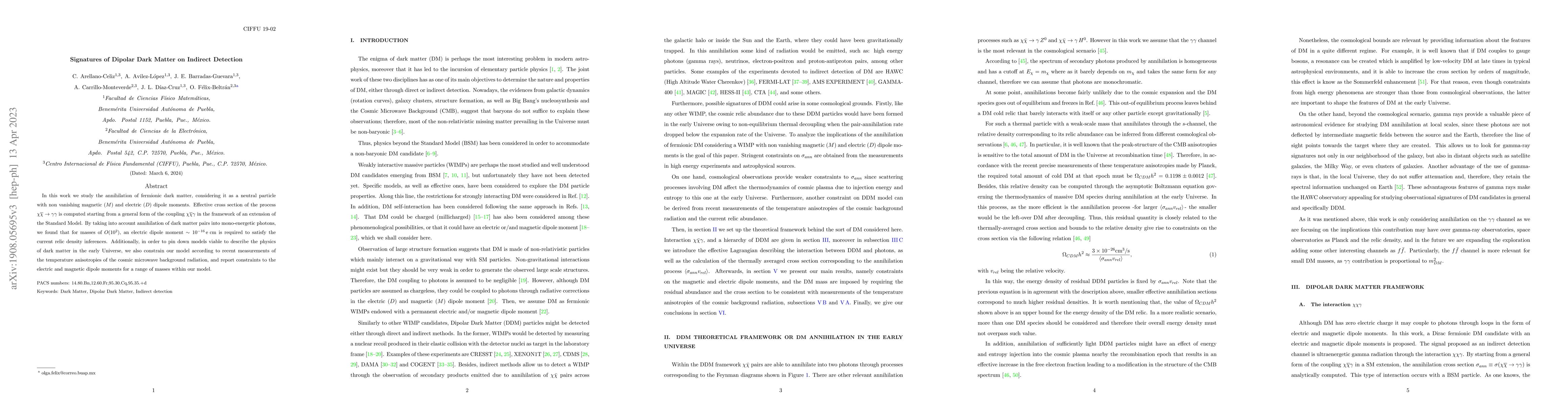 Thumbnail for Signatures of Dipolar Dark Matter on Indirect Detection