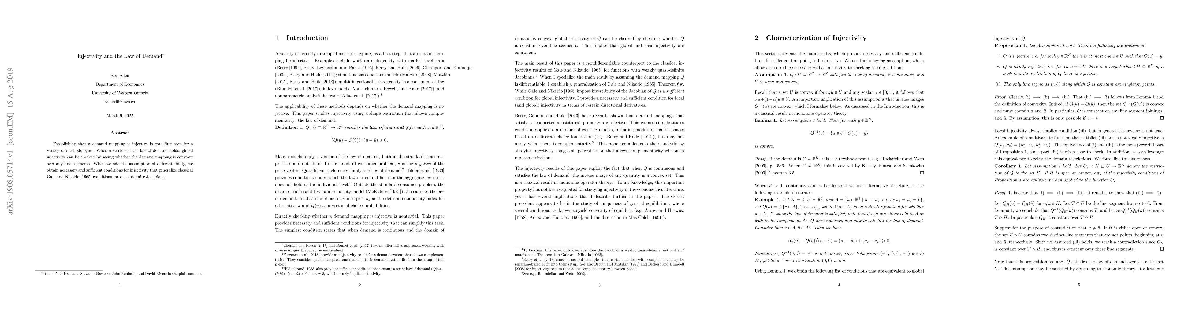 Thumbnail for Injectivity and the Law of Demand