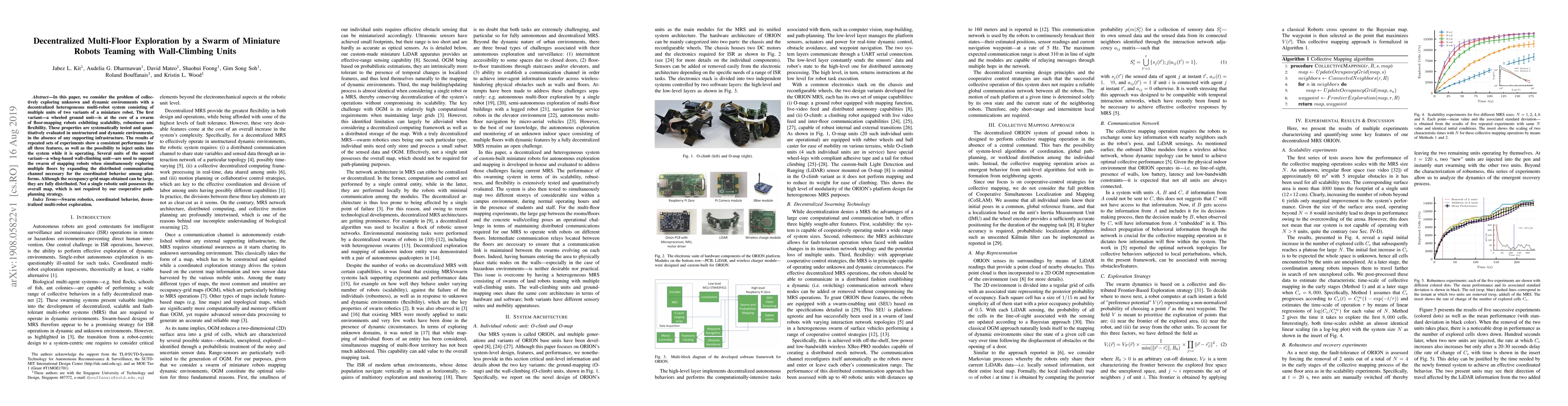 Thumbnail for Decentralized Multi-Floor Exploration by a Swarm of Miniature Robots
  Teaming with Wall-Climbing Units