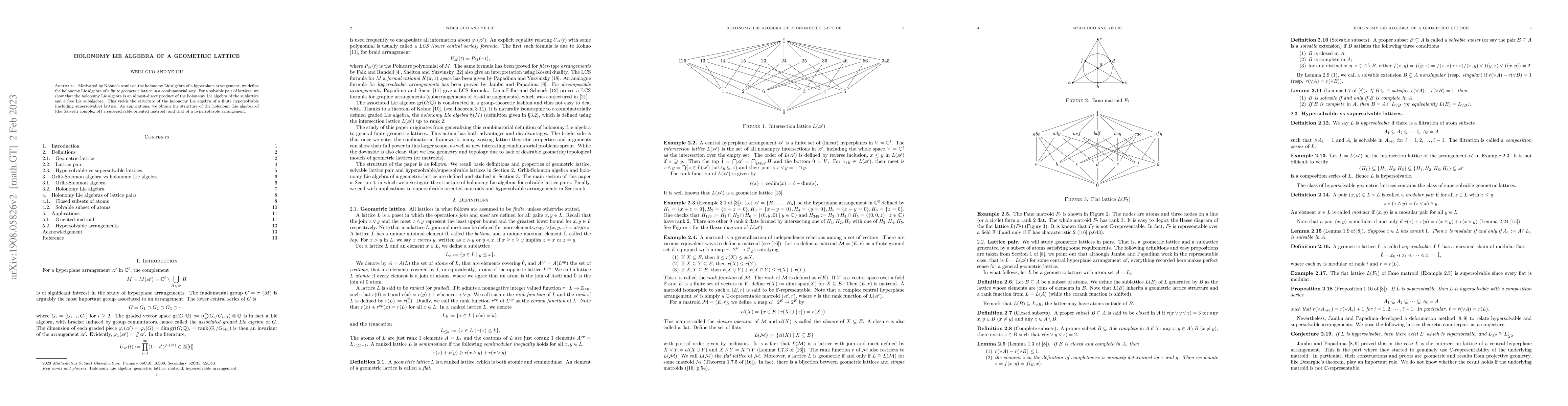 Thumbnail for Holonomy Lie algebra of a geometric lattice