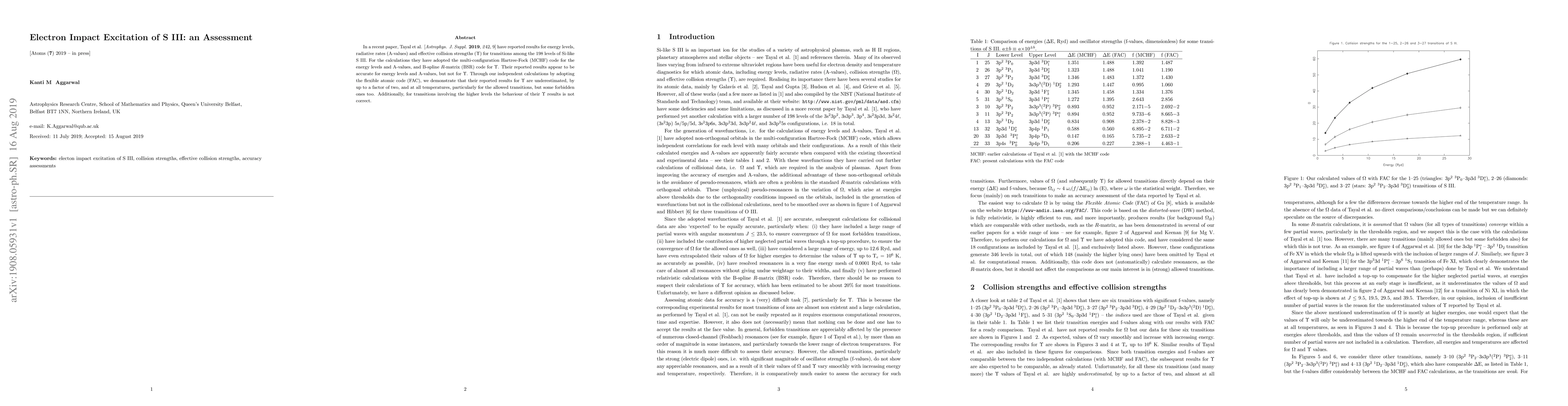 Thumbnail for Electron Impact Excitation of S III: an Assessment