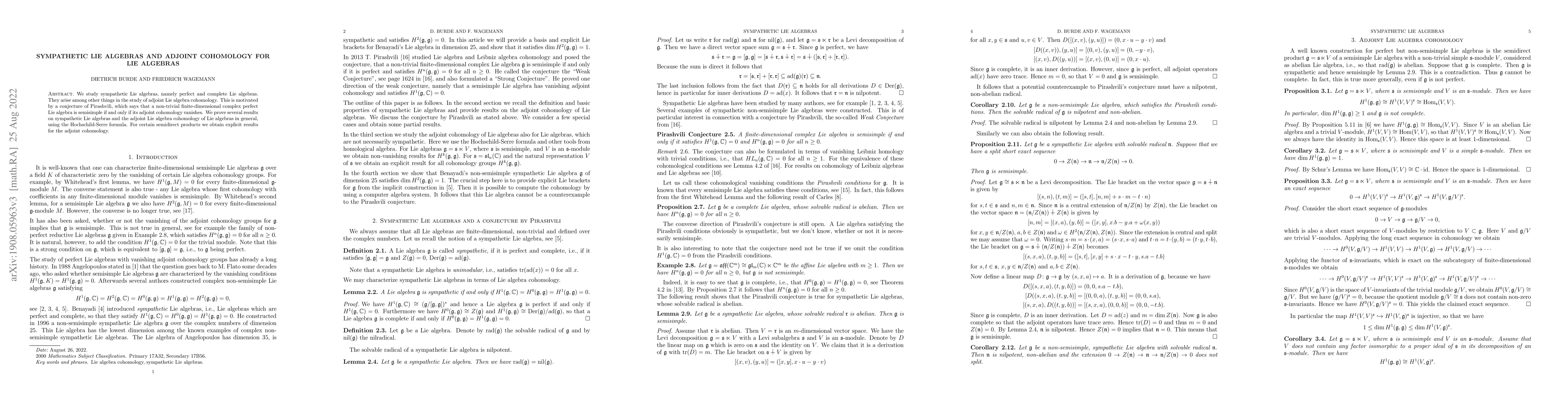 Thumbnail for Sympathetic Lie algebras and adjoint cohomology for Lie algebras