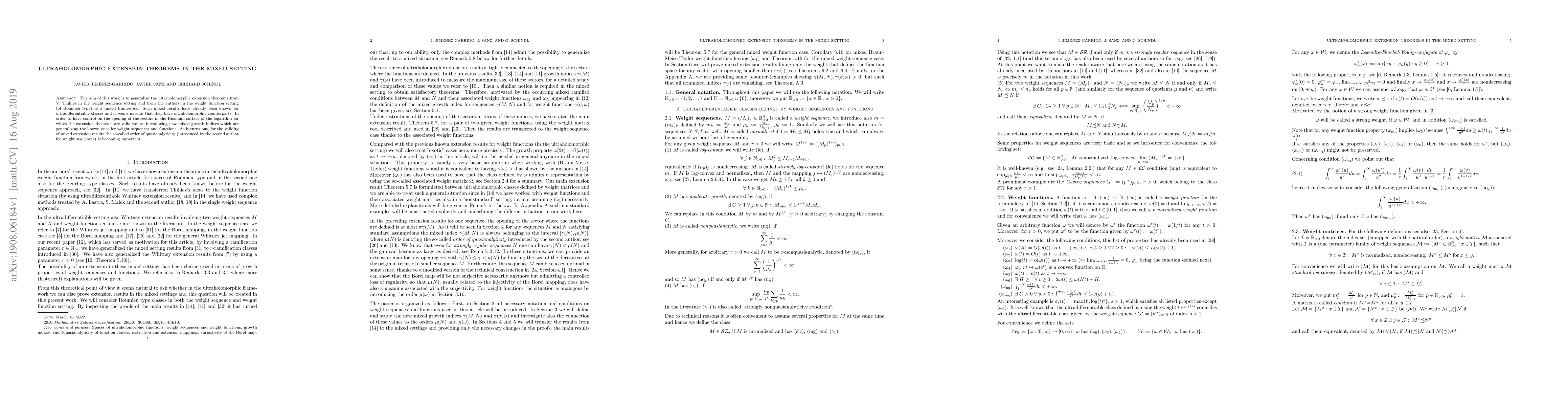 Thumbnail for Ultraholomorphic extension theorems in the mixed setting
