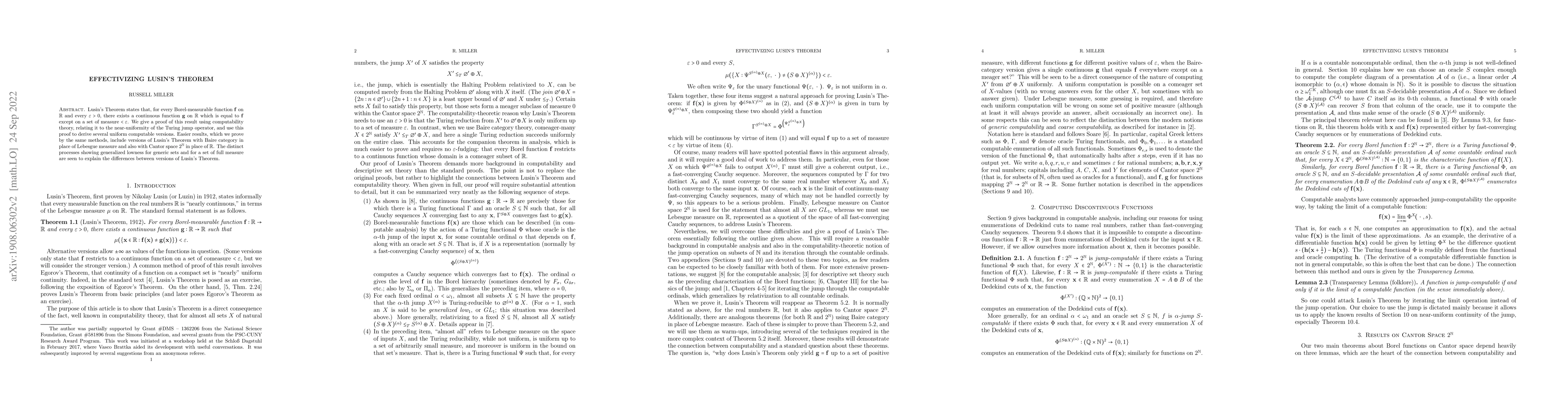 Thumbnail for Effectivizing Lusin's Theorem