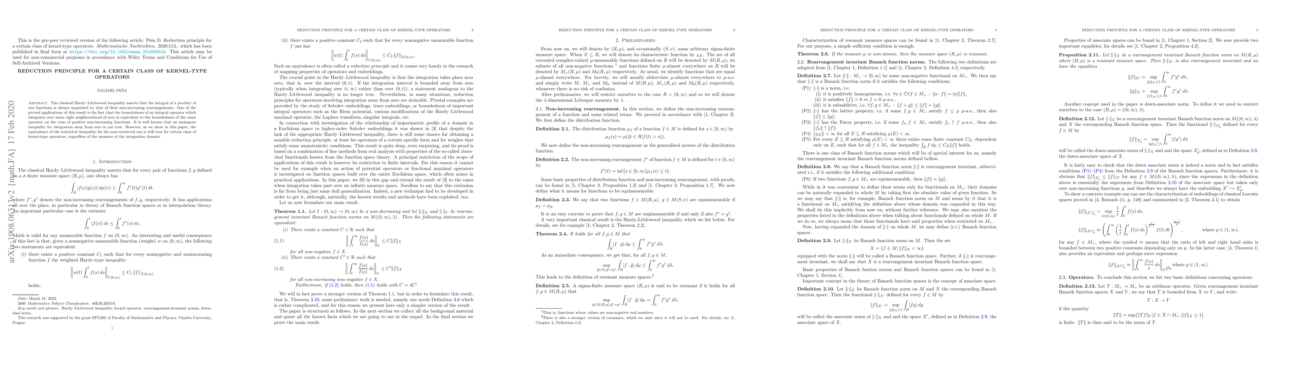Thumbnail for Reduction principle for a certain class of kernel-type operators