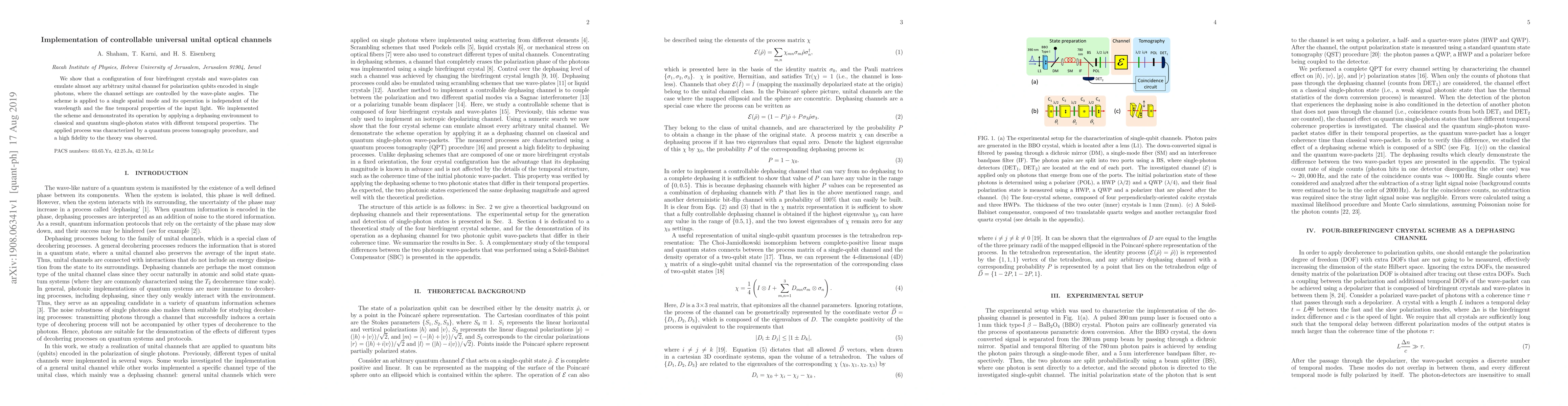 Thumbnail for Implementation of controllable universal unital optical channels