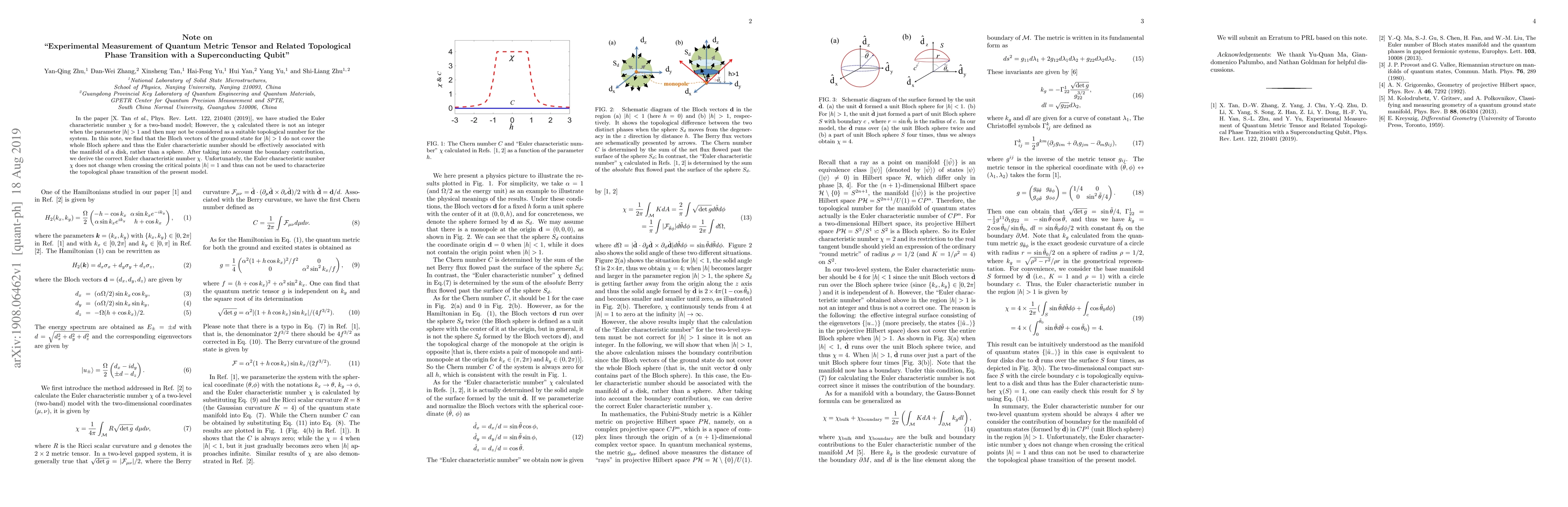Thumbnail for Note on "Experimental Measurement of Quantum Metric Tensor and Related
  Topological Phase Transition with a Superconducting Qubit"