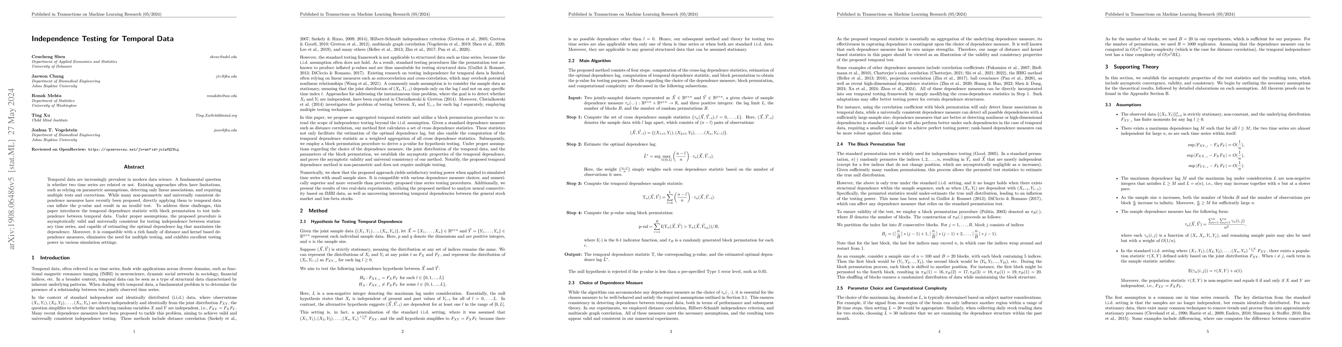 Thumbnail for Independence Testing for Temporal Data