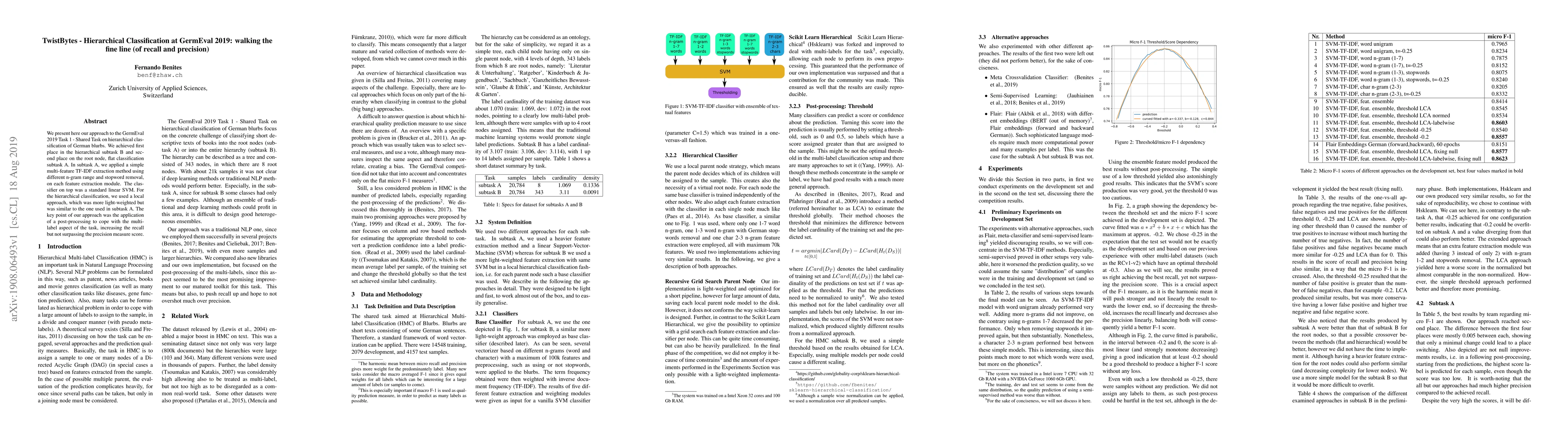 Thumbnail for TwistBytes -- Hierarchical Classification at GermEval 2019: walking the
  fine line (of recall and precision)