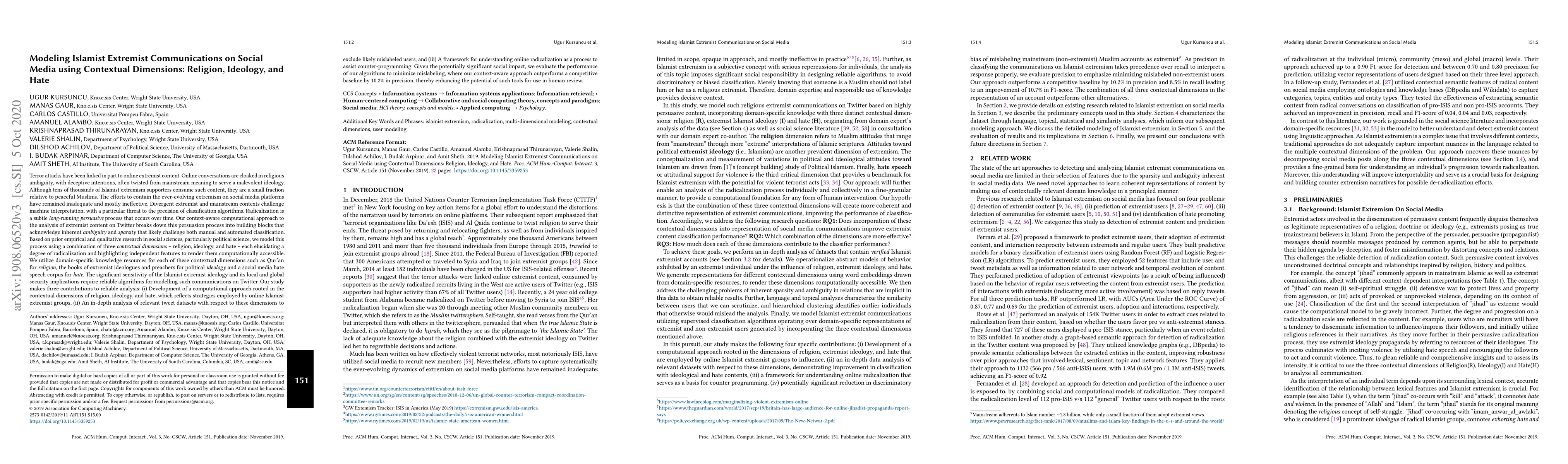 Thumbnail for Modeling Islamist Extremist Communications on Social Media using
  Contextual Dimensions: Religion, Ideology, and Hate