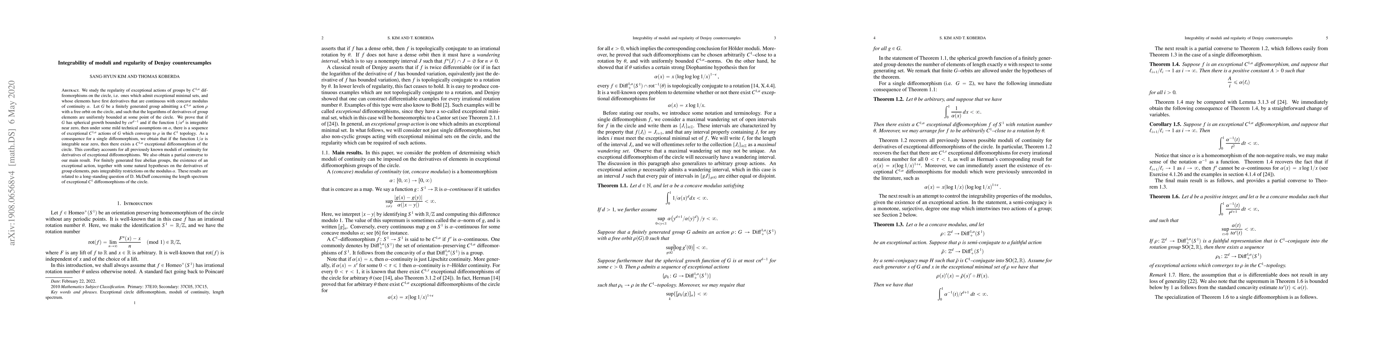 Thumbnail for Integrability of moduli and regularity of Denjoy counterexamples