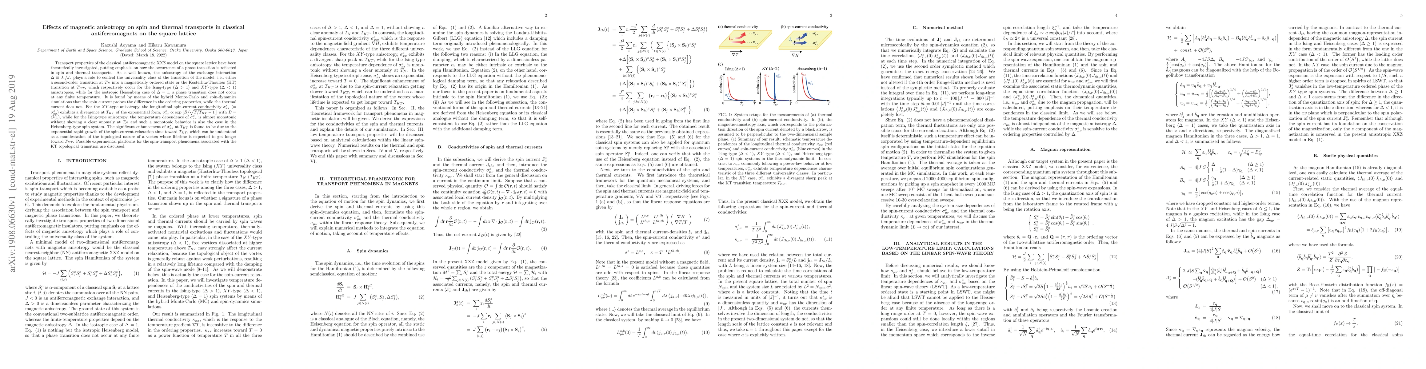 Thumbnail for Effects of magnetic anisotropy on spin and thermal transports in
  classical antiferromagnets on the square lattice