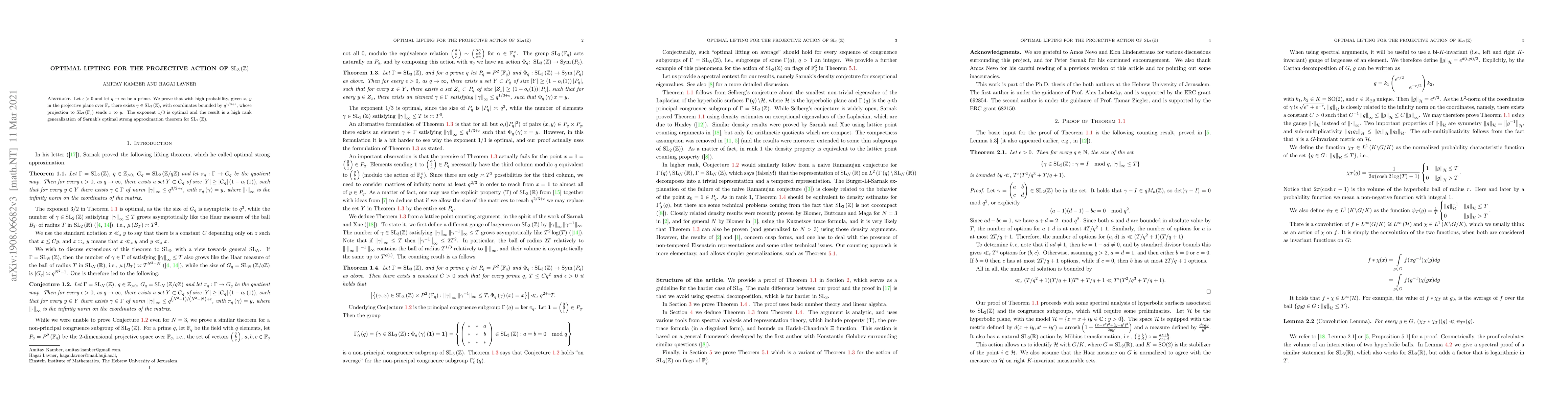 Thumbnail for Optimal Lifting for the Projective Action of $SL_3(Z)$