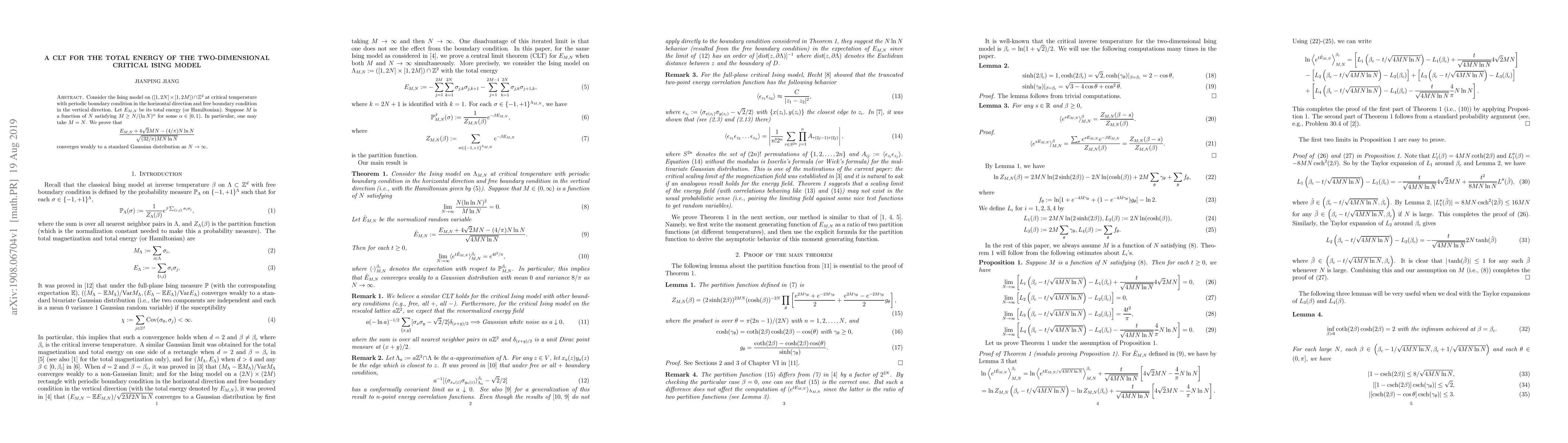 Thumbnail for A CLT for the total energy of the two-dimensional critical Ising model