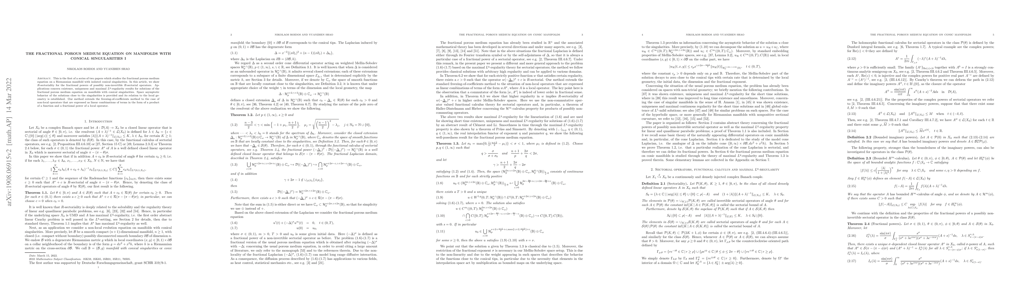 Thumbnail for The fractional porous medium equation on manifolds with conical
  singularities I