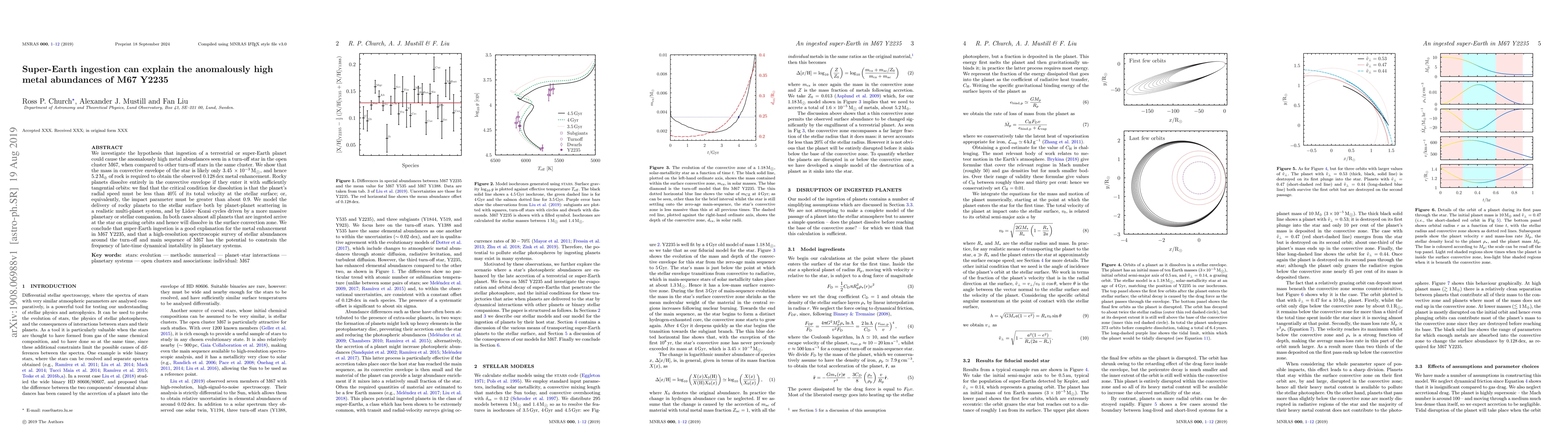Thumbnail for Super-Earth ingestion can explain the anomalously high metal abundances
  of M67 Y2235