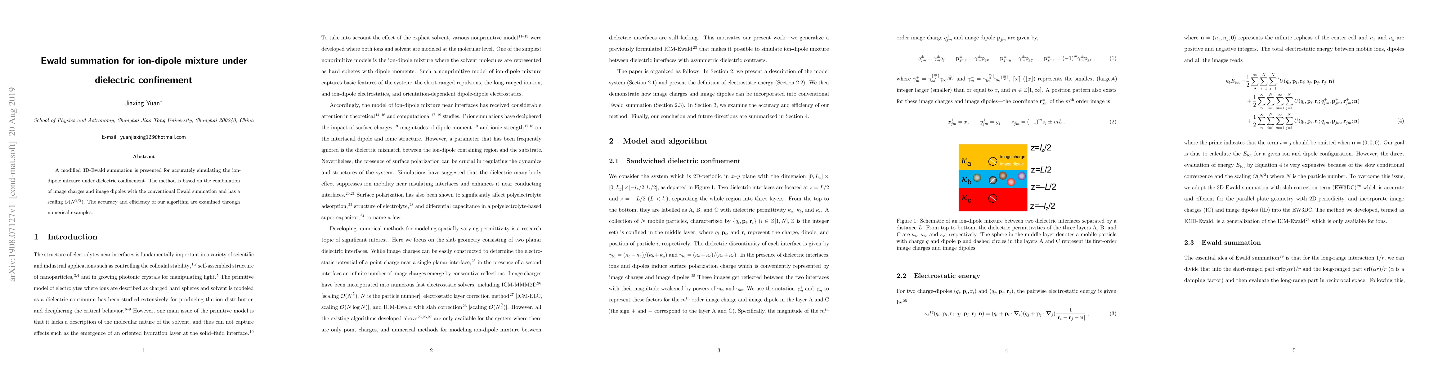 Thumbnail for Ewald summation for ion-dipole mixture under dielectric confinement