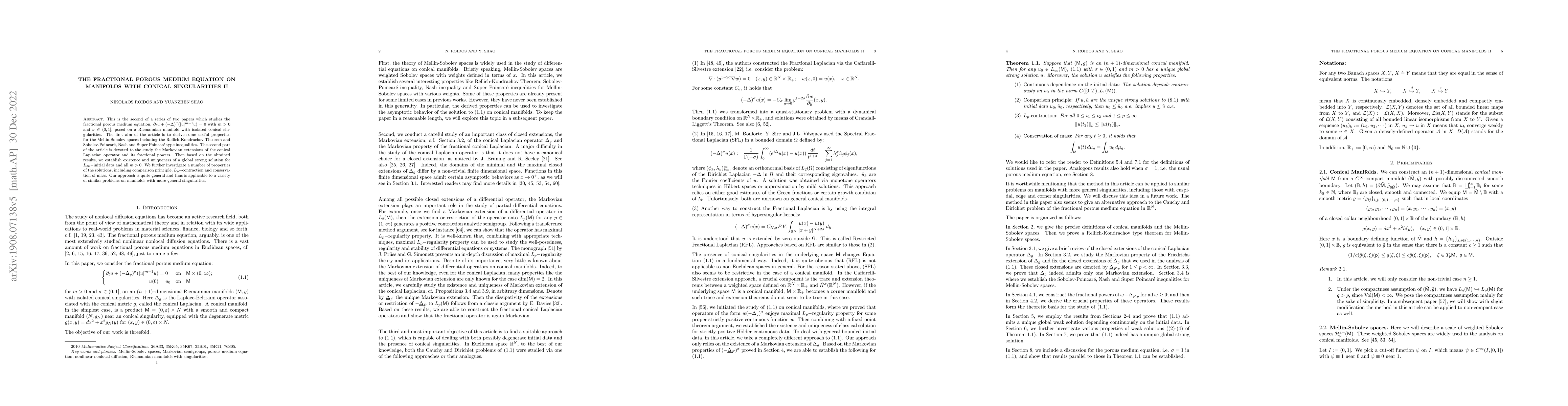 Thumbnail for The fractional porous medium equation on manifolds with conical
  singularities II