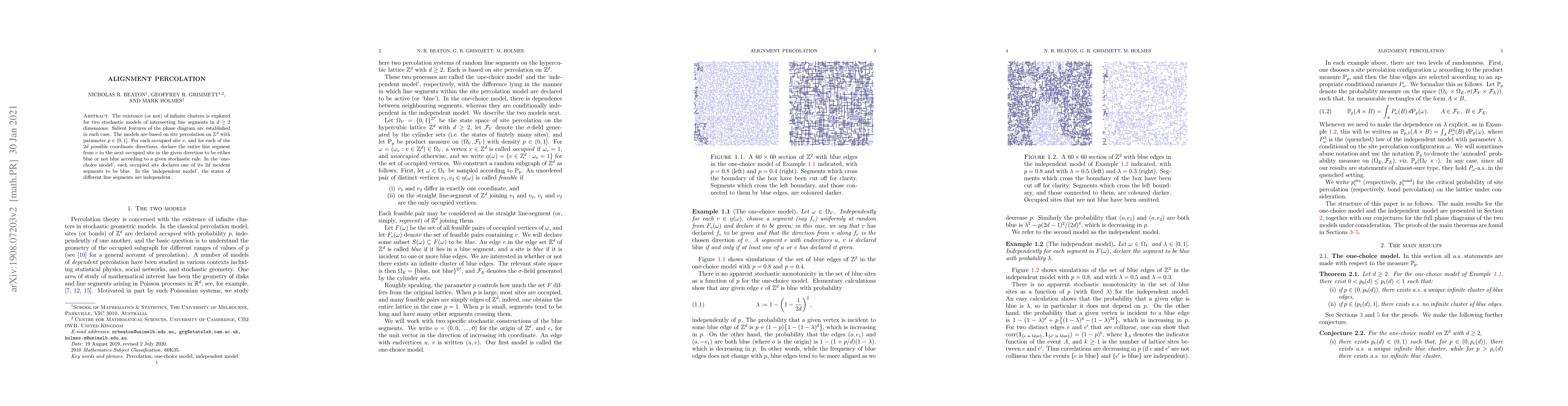 Thumbnail for Alignment percolation