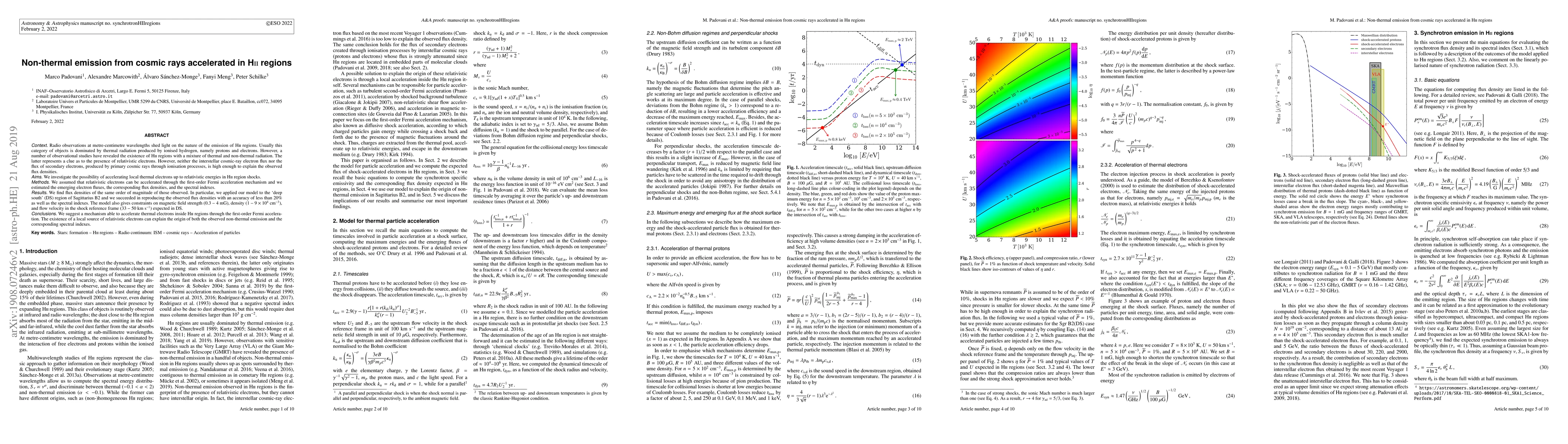 Thumbnail for Non-thermal emission from cosmic rays accelerated in HII regions