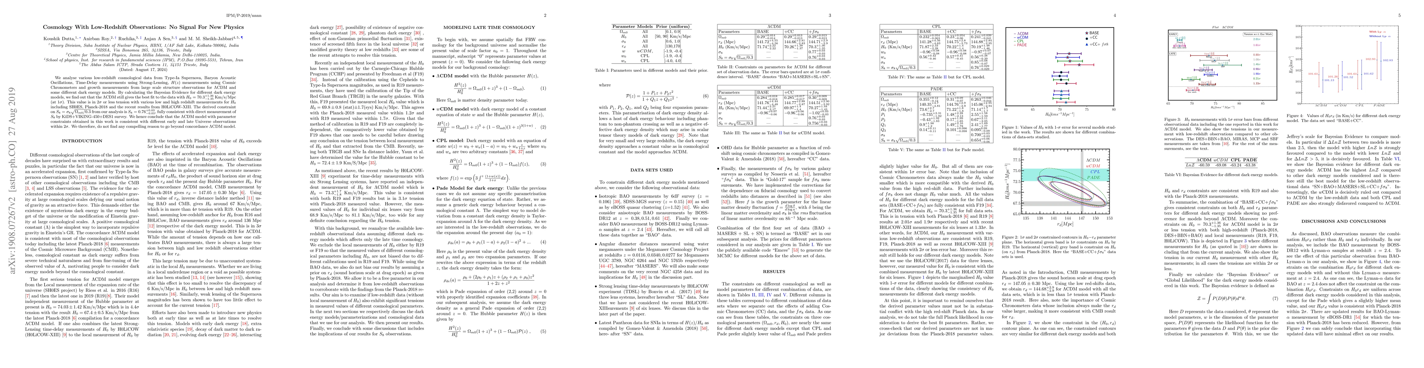 Thumbnail for Cosmology With Low-Redshift Observations: No Signal For New Physics